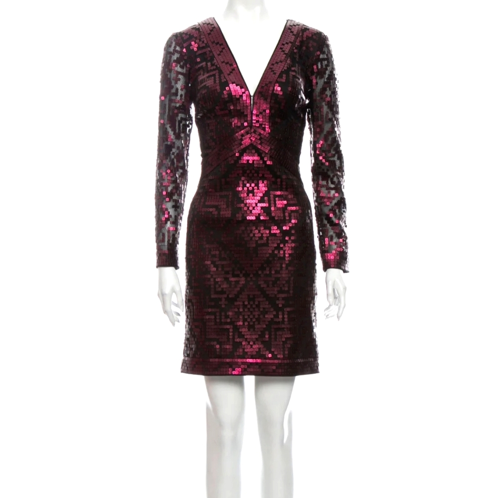 Tadashi shoji v-neck sequined mini dress